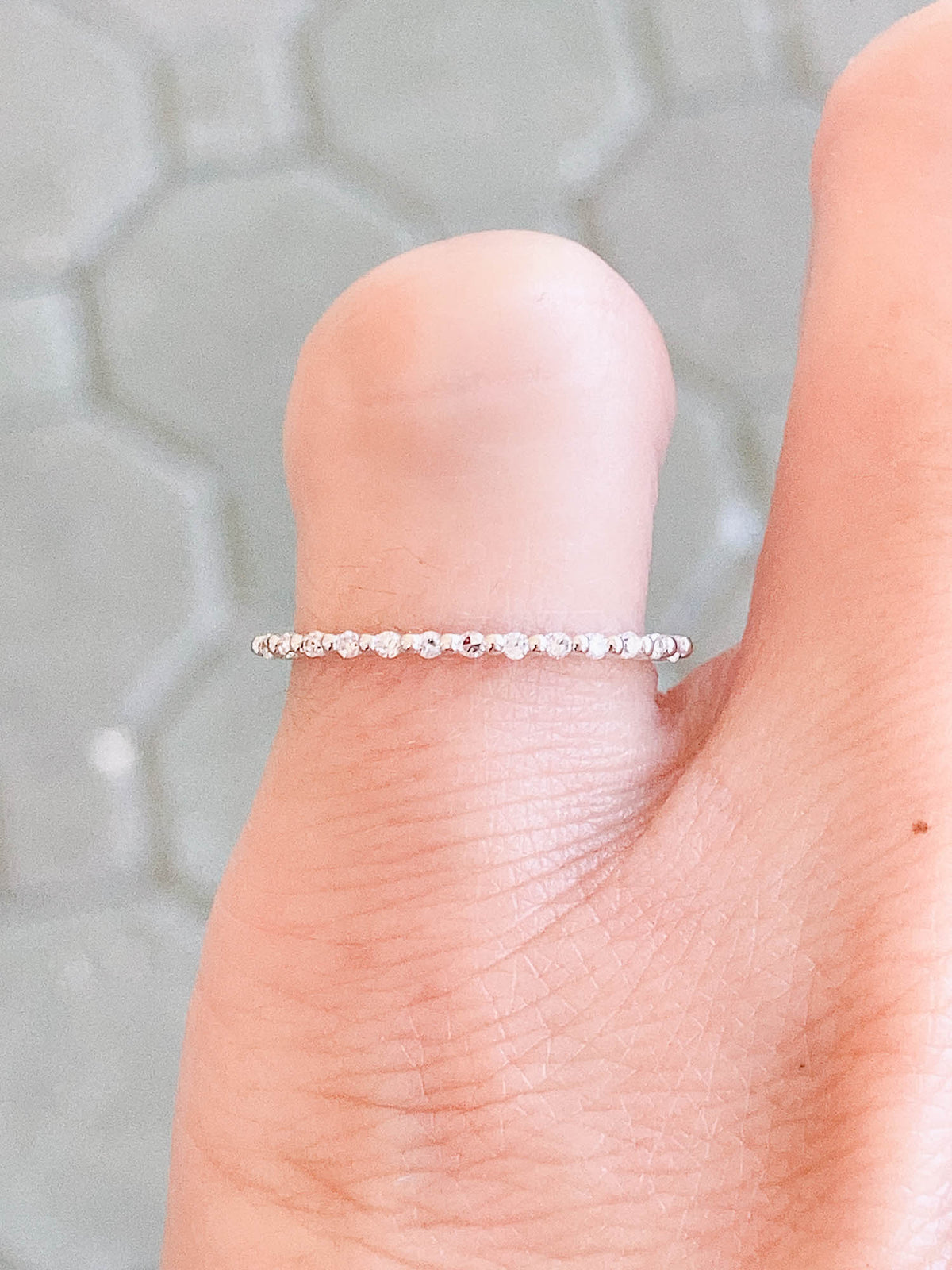 1mm Diamond Ring Bubble and Breathe 14K White Gold T039 Aurora Designer