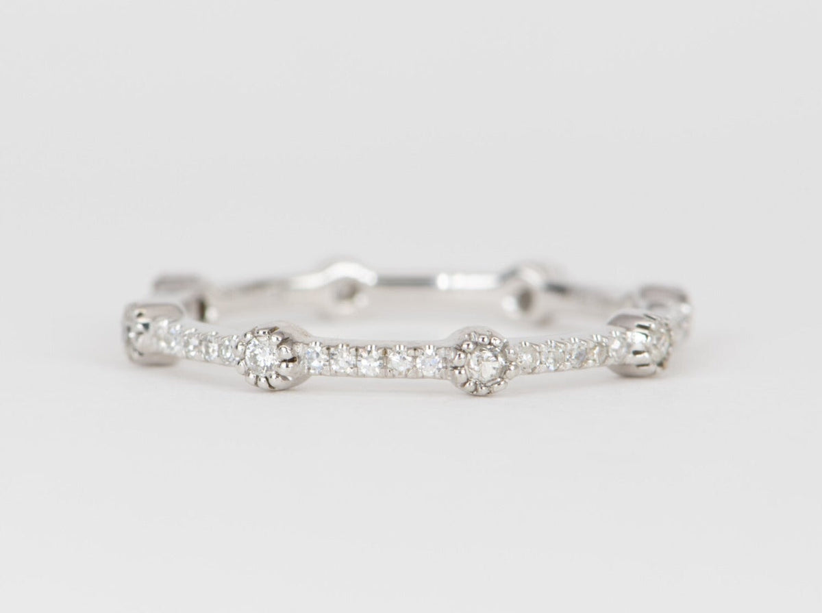 Full Eternity Diamond Dash and Dot Band 14K Gold T040 Aurora Designer