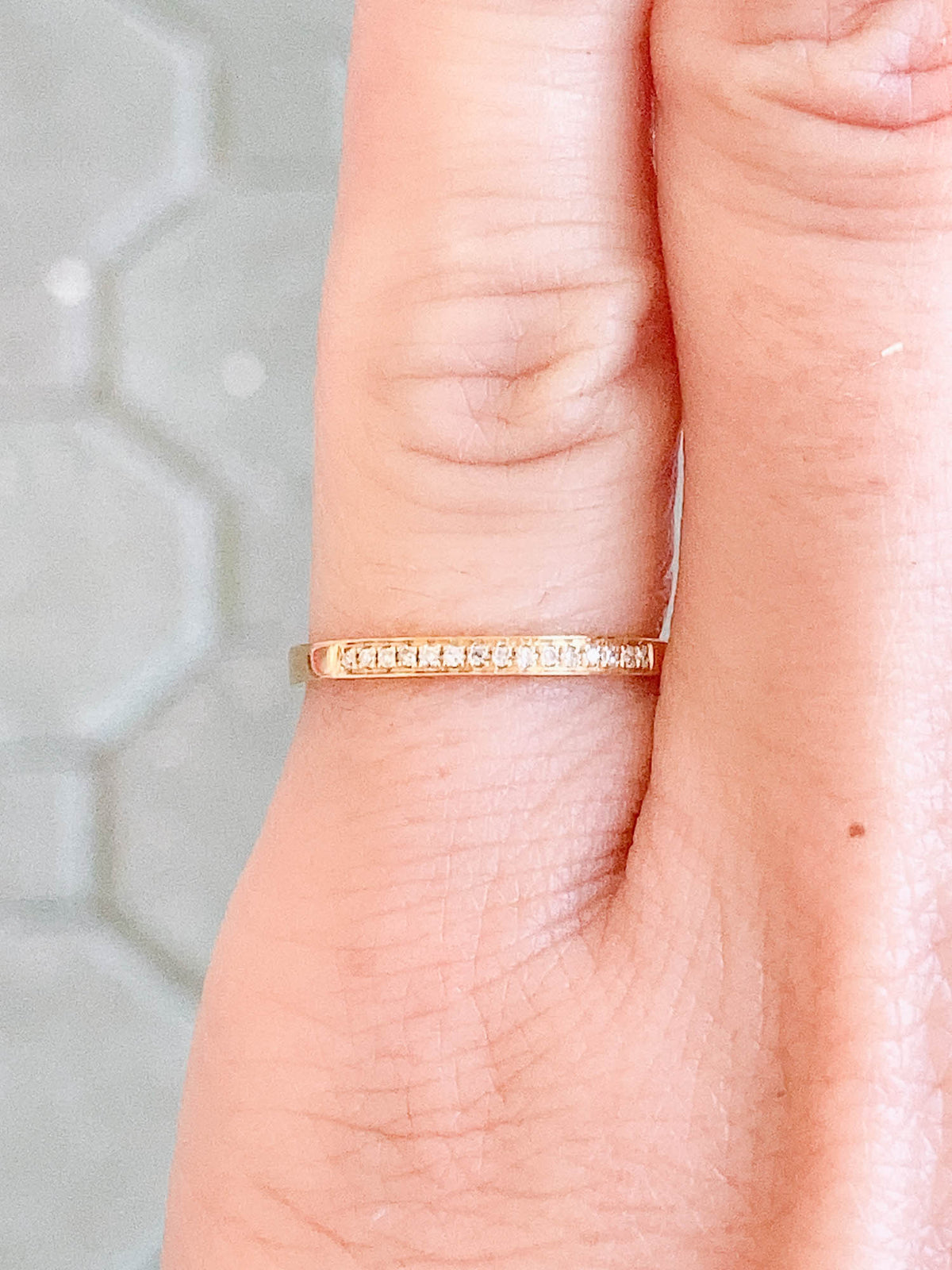 Dainty Diamond Beaded Set Stacking Band 18K Gold T042 Aurora Designer