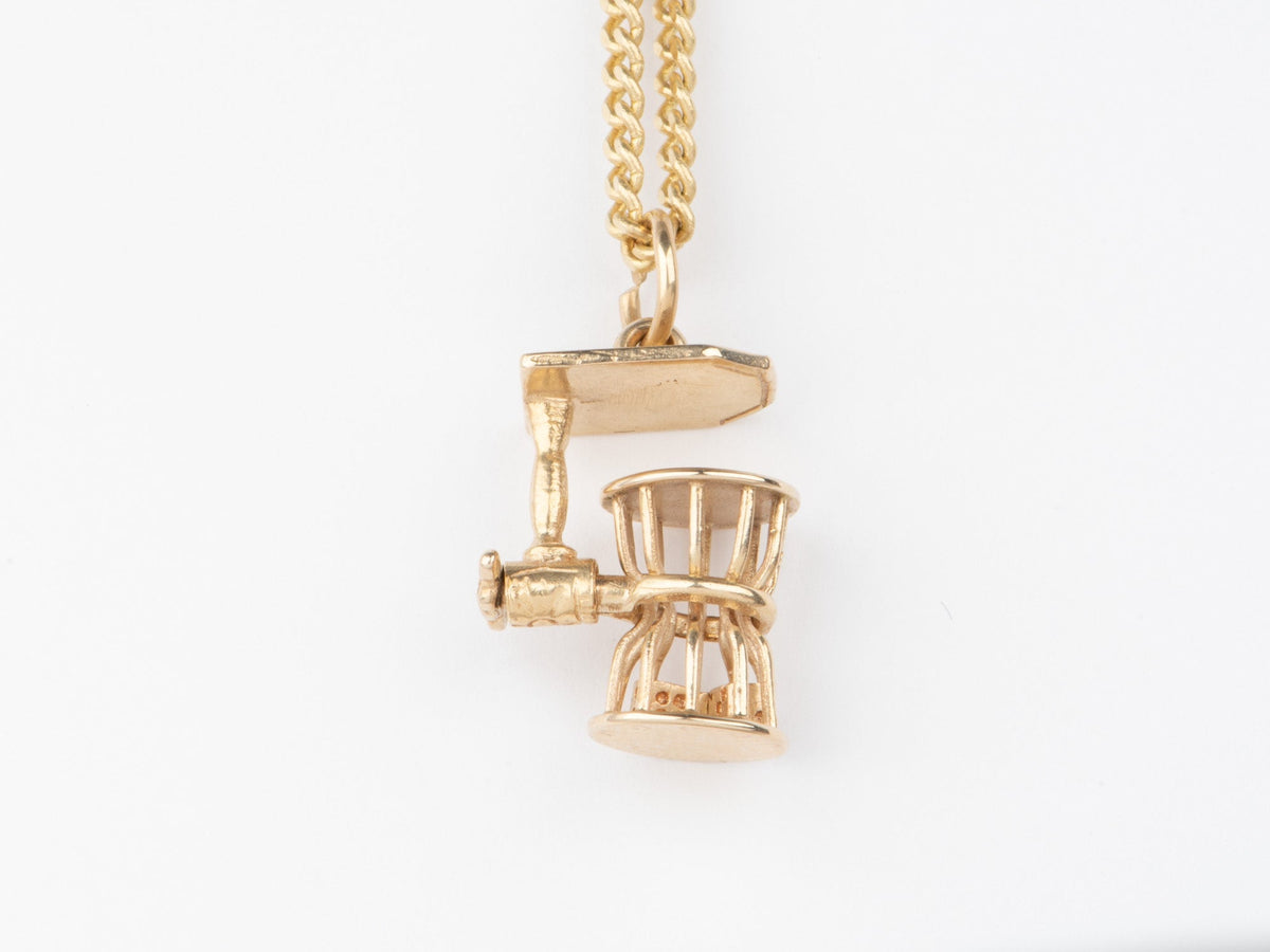 14K Gold Vintage Articulated Chuck-a-Luck Charm with Three Movable Dice Cute Pendant V1061 Aurora Designer