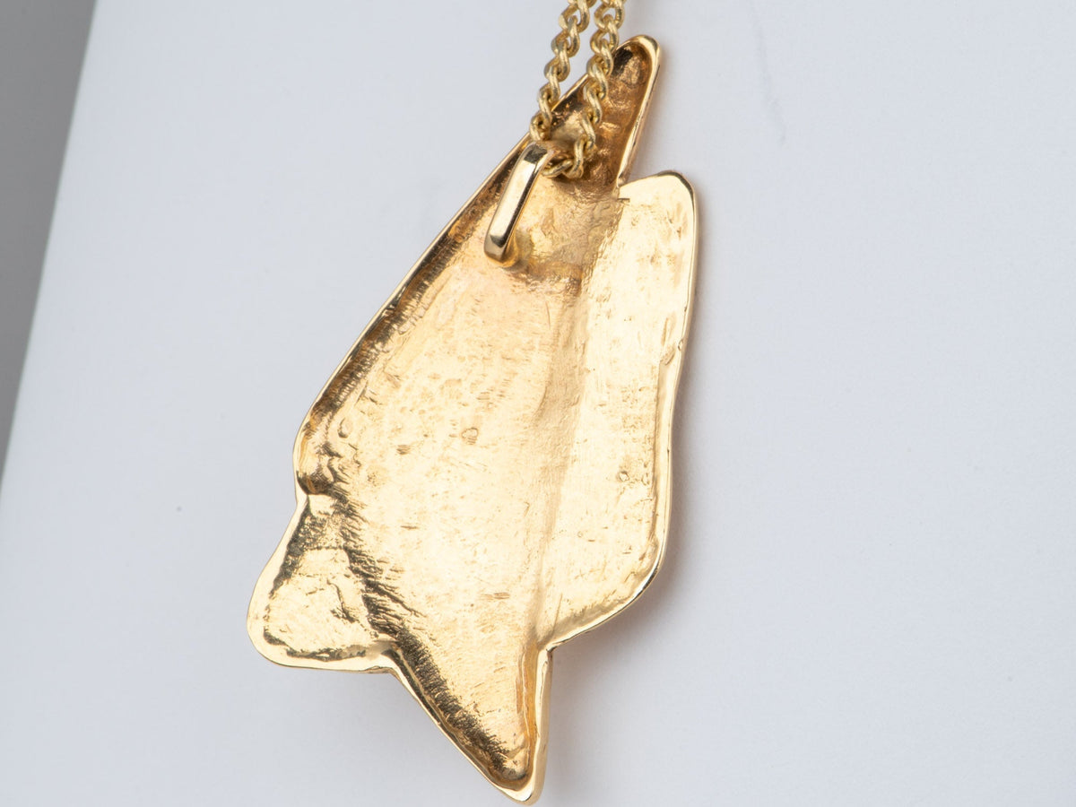 14K Gold Solid Australian Opal Tropical Fish Pendant Bright Red Flashes Heavy 12.5g V1063 Aurora Designer