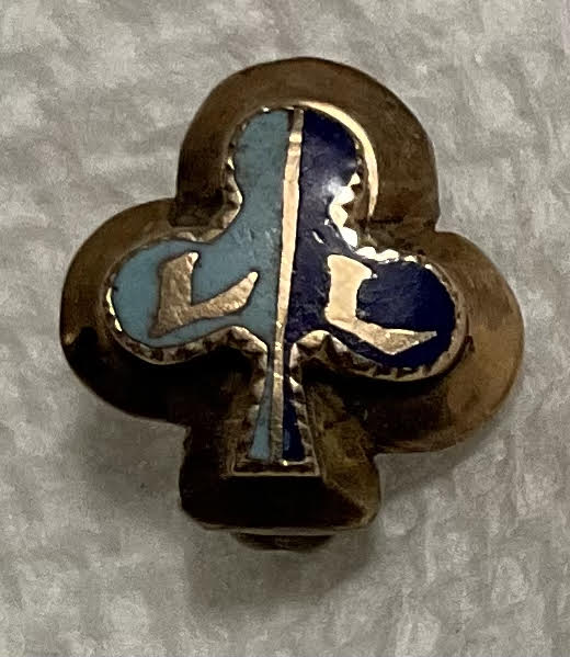 14K Gold Antique Shamrock Enamel Signet Ring Initials LL Lowell-Lucerne at Park College V1079 Aurora Designer