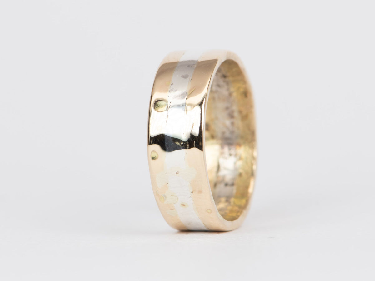 Vintage 14K Gold and Sterling Silver Blended 6.5mm Wide Wedding Band Hand Made V1085 Aurora Designer