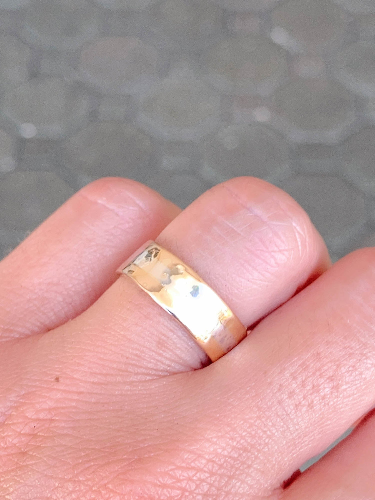 Vintage 14K Gold and Sterling Silver Blended 6.5mm Wide Wedding Band Hand Made V1085 Aurora Designer
