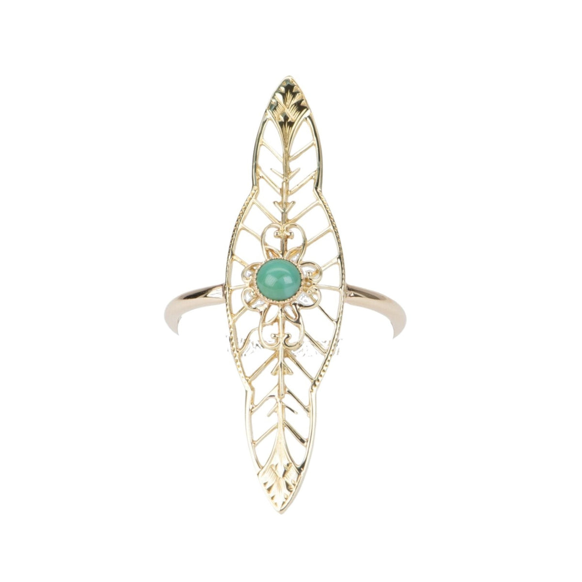 Vintage Turquoise Pin Converted to Navette Ring 14K Gold V1096 Aurora Designer