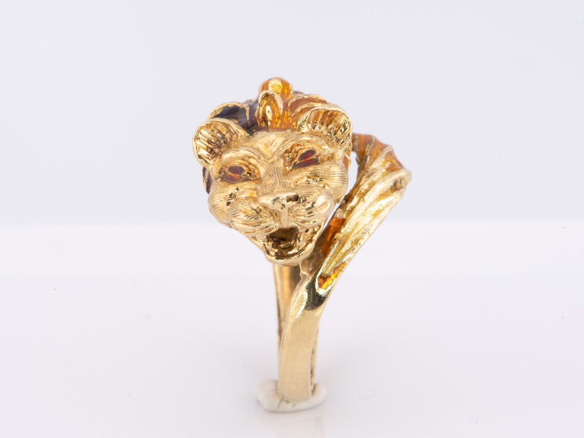 Vintage 14K Gold Dragon with Enamel Wrap Ring 6.58g V1099 Aurora Designer