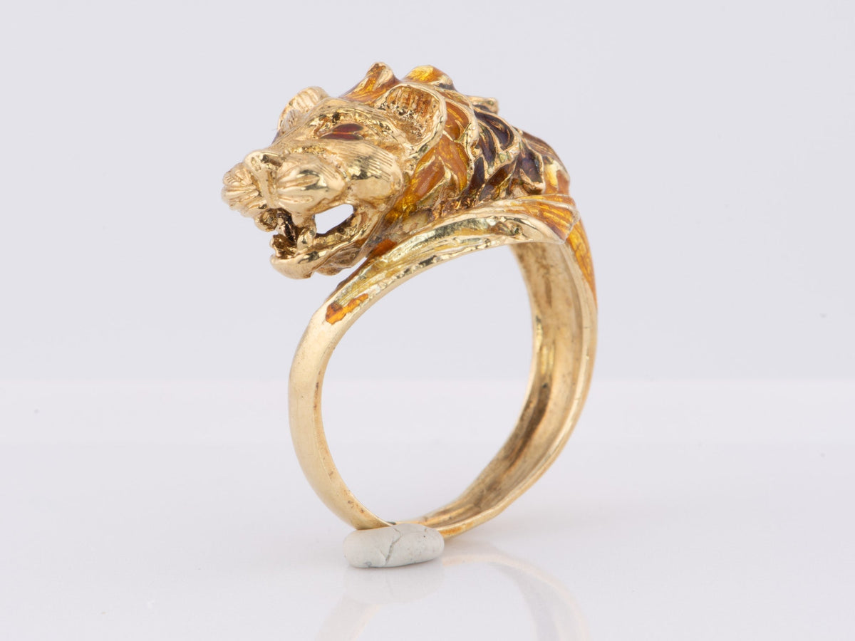 Vintage 14K Gold Dragon with Enamel Wrap Ring 6.58g V1099 Aurora Designer