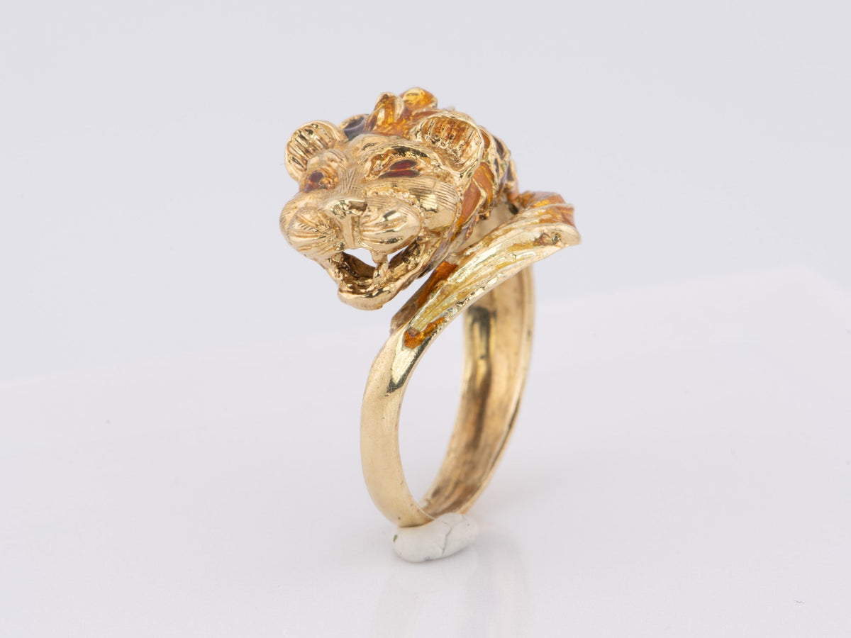 Vintage 14K Gold Dragon with Enamel Wrap Ring 6.58g V1099 Aurora Designer