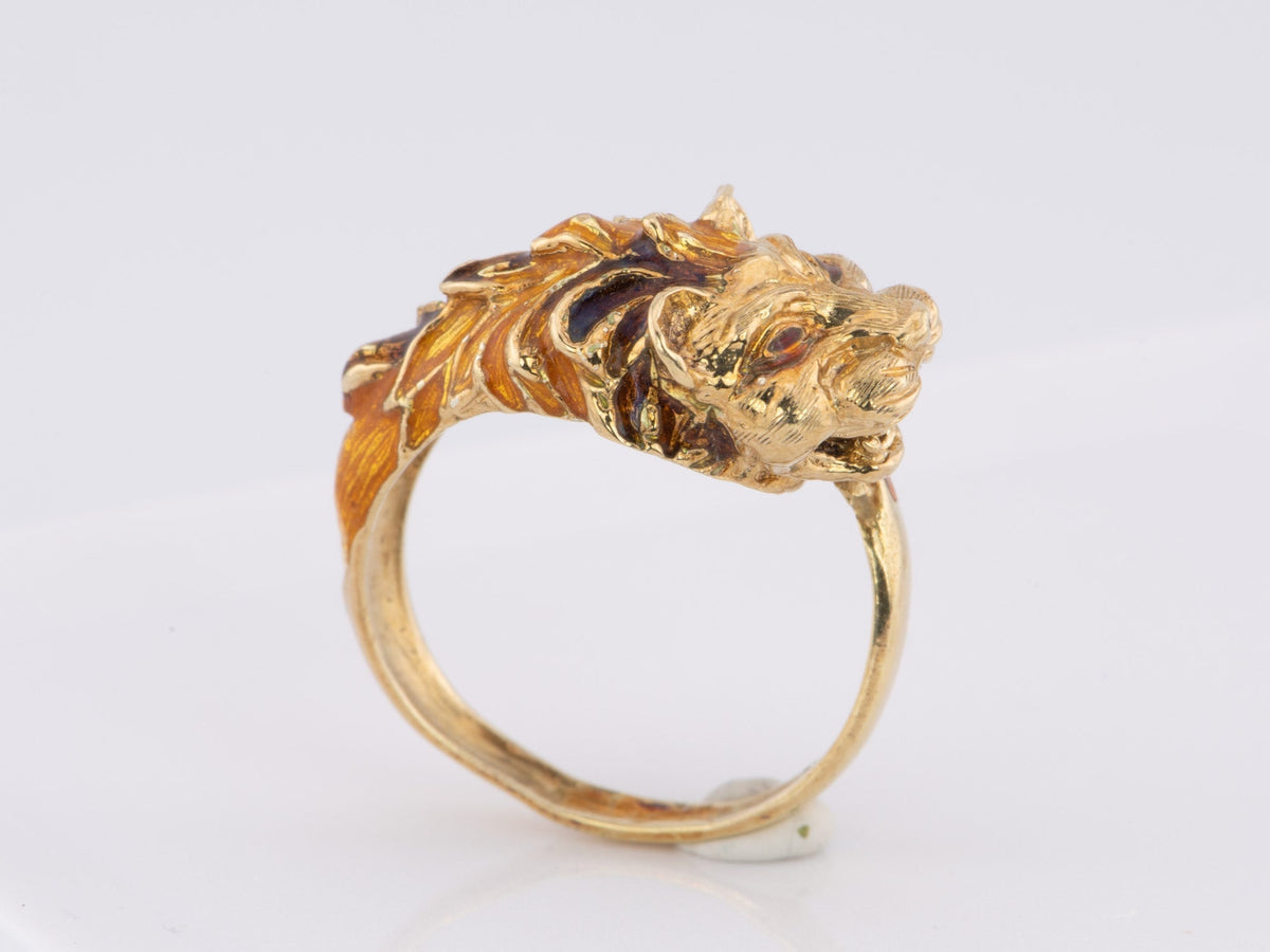 Vintage 14K Gold Dragon with Enamel Wrap Ring 6.58g V1099 Aurora Designer