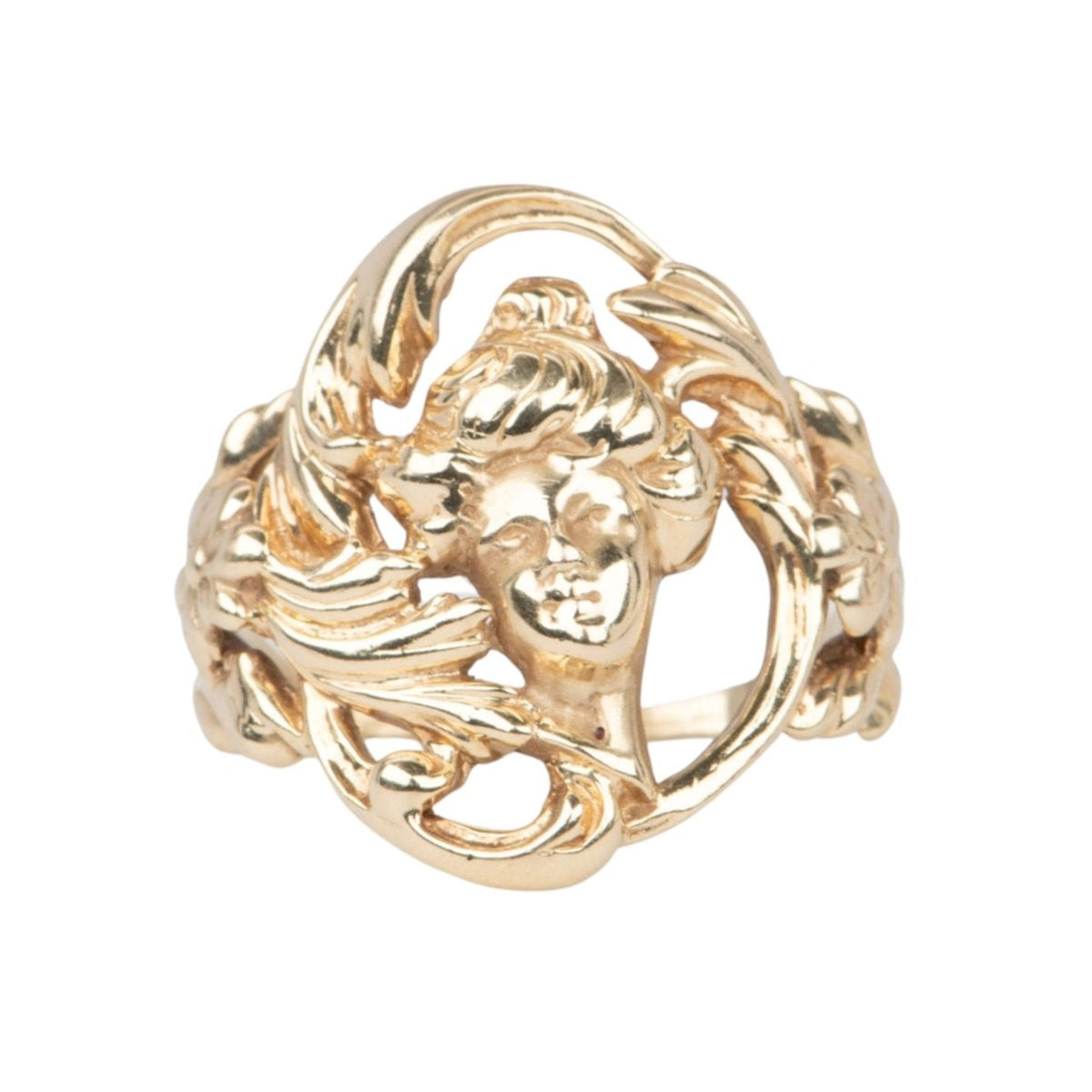 Vintage Jewelry Art Nouveau Floral Woman Ring 14K Gold 7g V1100 Aurora Designer