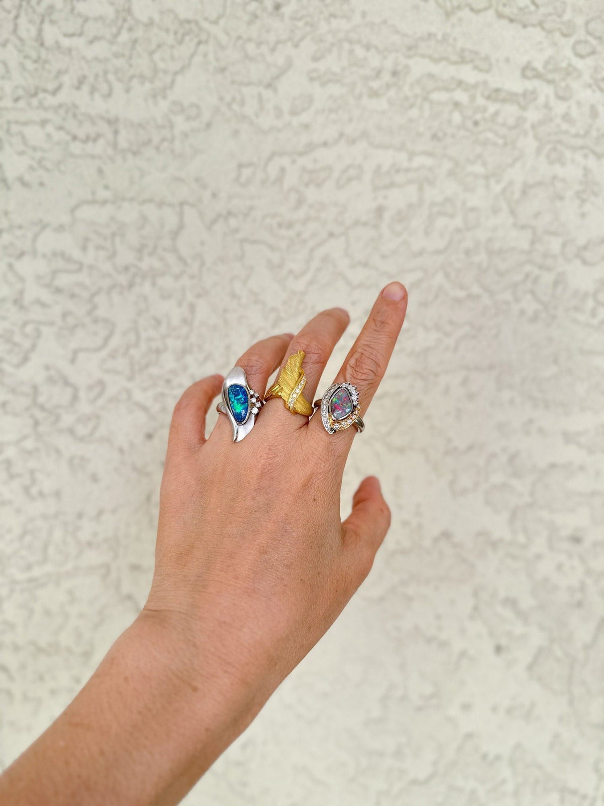 Australian Boulder Opal with Diamonds Designer Ring 18K Gold Platinum V1107 Aurora Designer