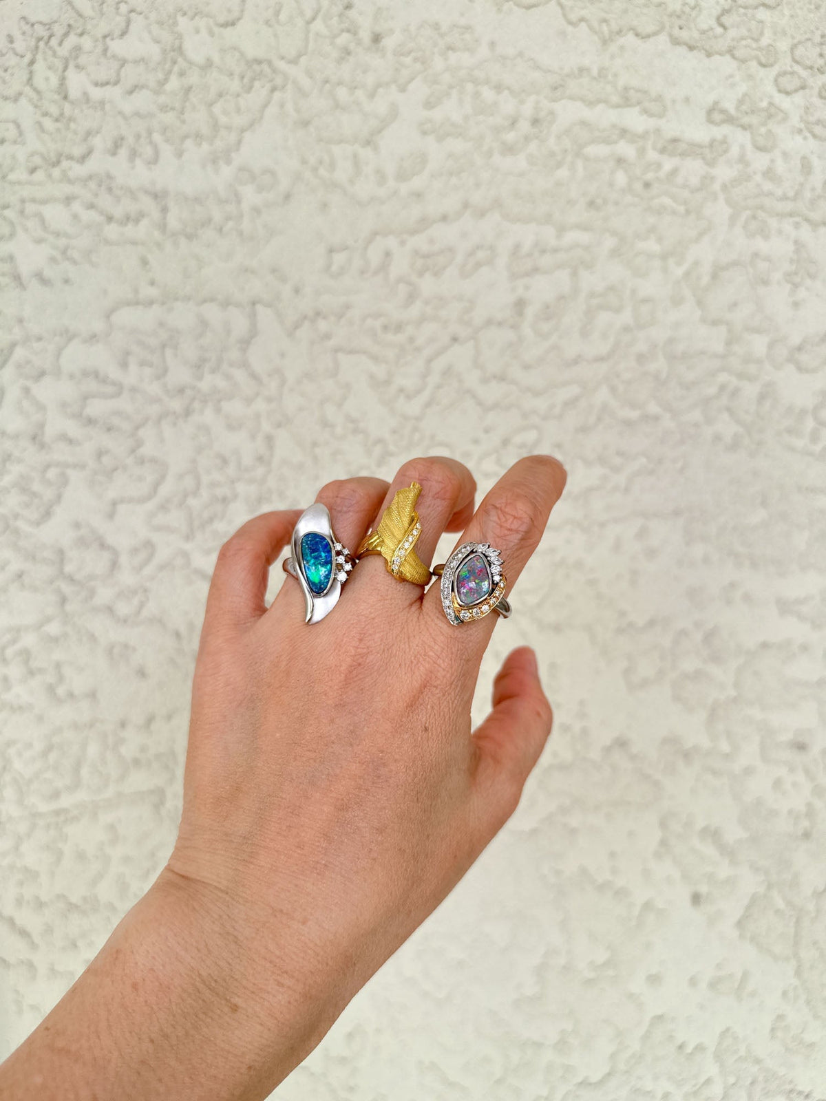Australian Boulder Opal with Diamonds Designer Ring 18K Gold Platinum V1107 Aurora Designer
