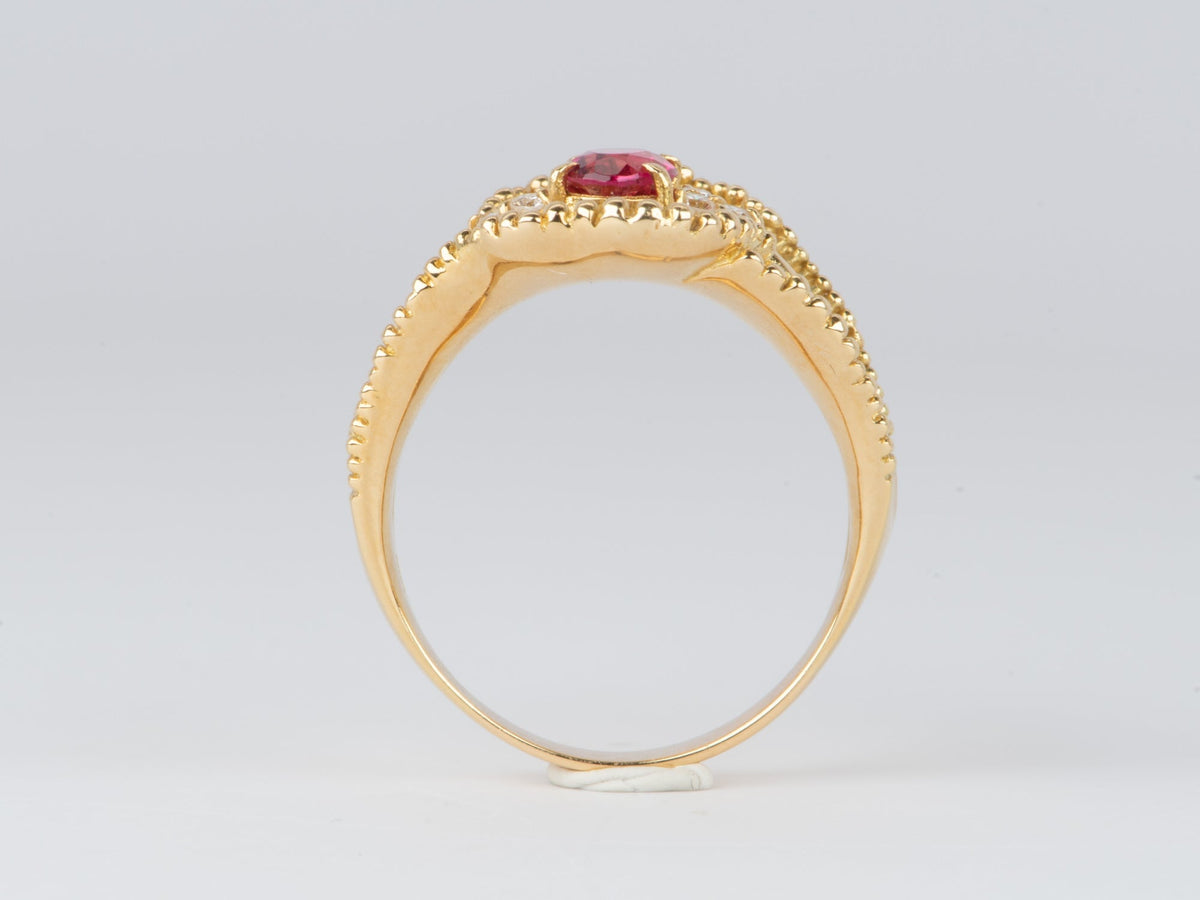 Curved Ribbon Pink Tourmaline Rubellite Ring 18K Gold V1102 Aurora Designer