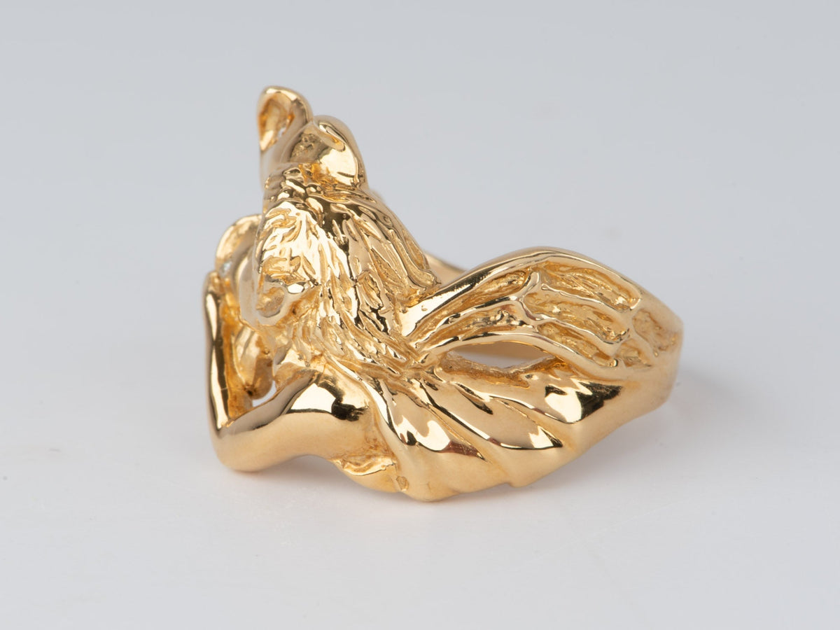 18K Gold Fairy Flowing Hair Woman Ring V1103 Aurora Designer