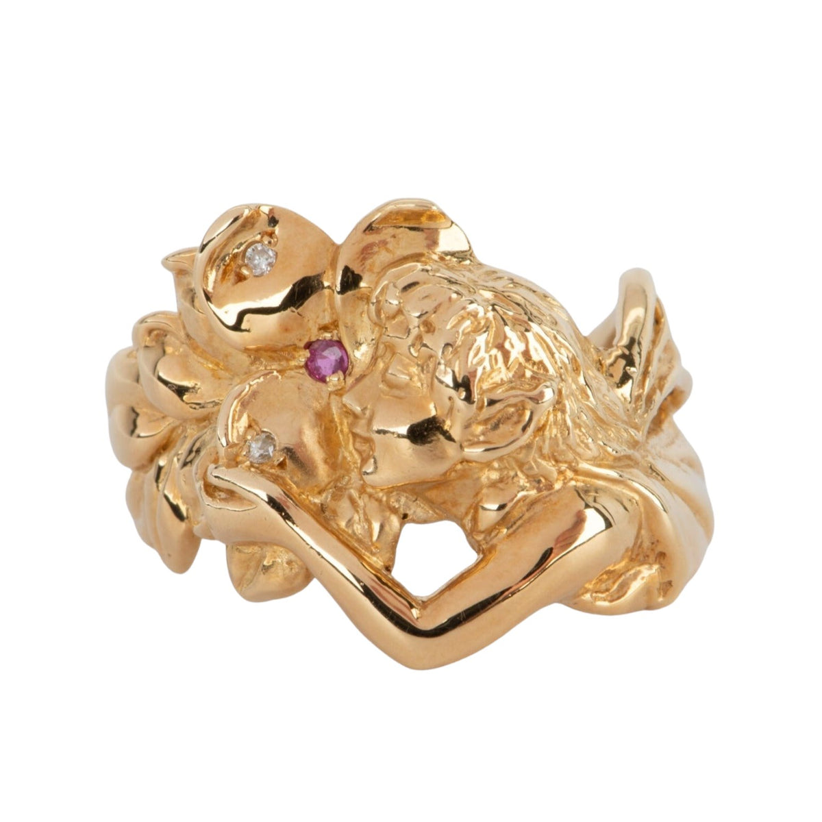 18K Gold Fairy Flowing Hair Woman Ring V1103 Aurora Designer