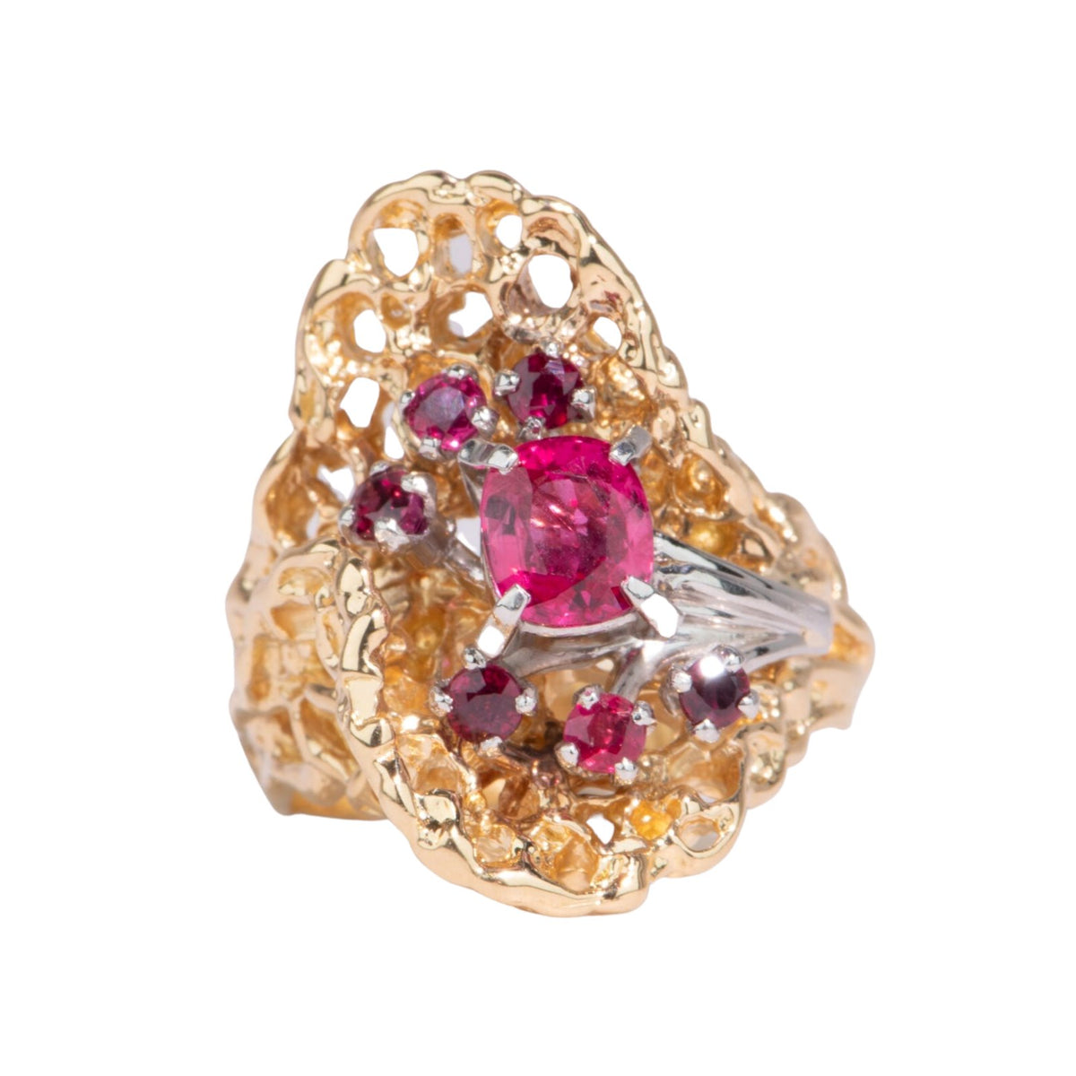 Organic Modernist Style Statement Ring with Tourmaline Clusters 18K Gold V1106 Aurora Designer