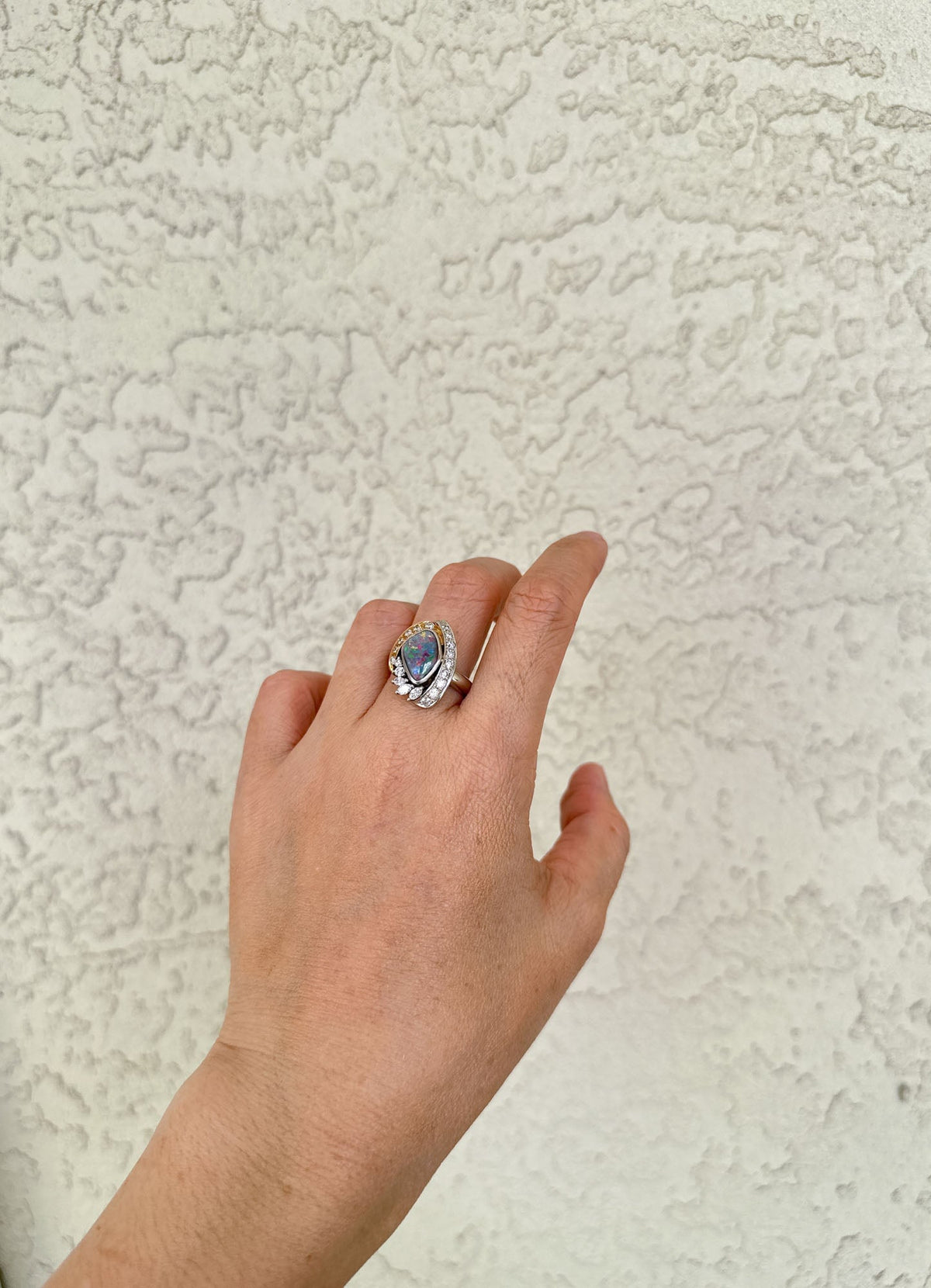 Australian Boulder Opal with Diamonds Designer Ring 18K Gold Platinum V1107 Aurora Designer