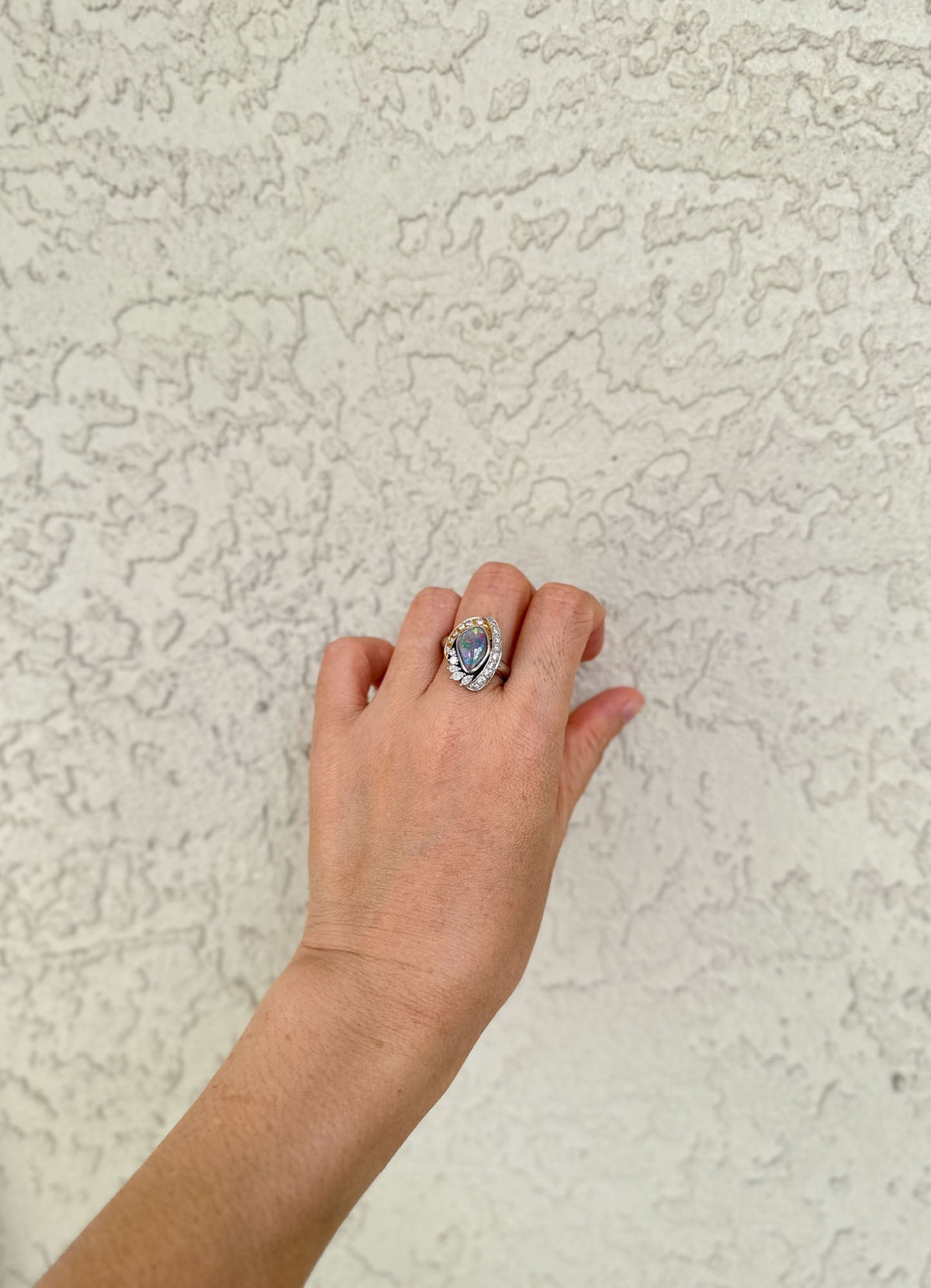 Australian Boulder Opal with Diamonds Designer Ring 18K Gold Platinum V1107 Aurora Designer