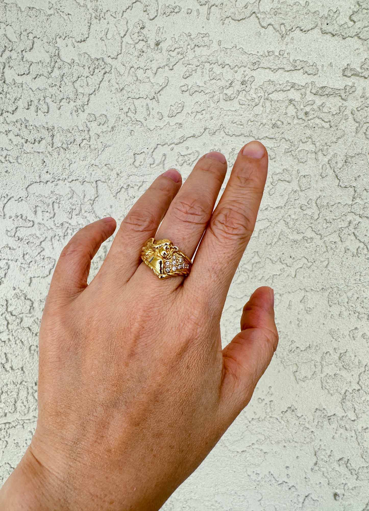 18K Gold Flowing Hair Mermaid with Diamond Ring V1108 Aurora Designer