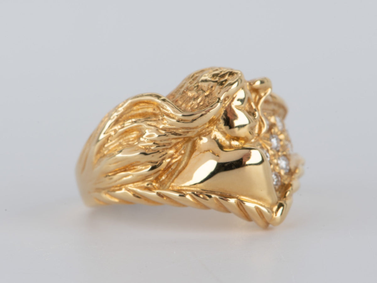18K Gold Flowing Hair Mermaid with Diamond Ring V1108 Aurora Designer