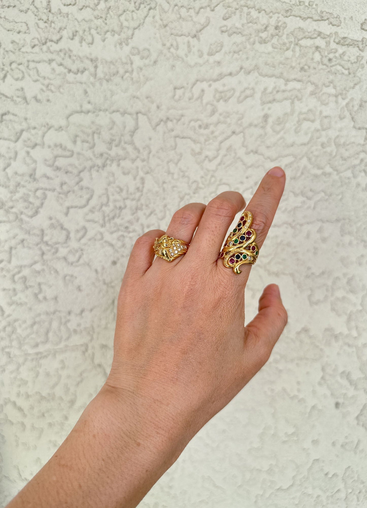 18K Gold Flowing Hair Mermaid with Diamond Ring V1108 Aurora Designer