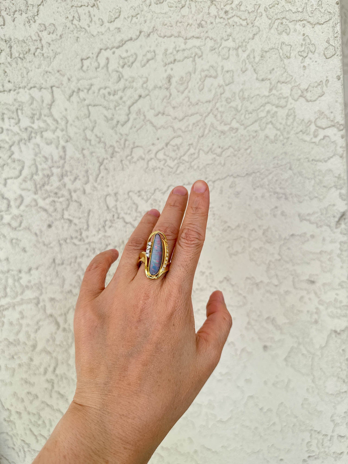 Australian Boulder Opal and Diamond Ring 18K Gold 13g V1109 Aurora Designer