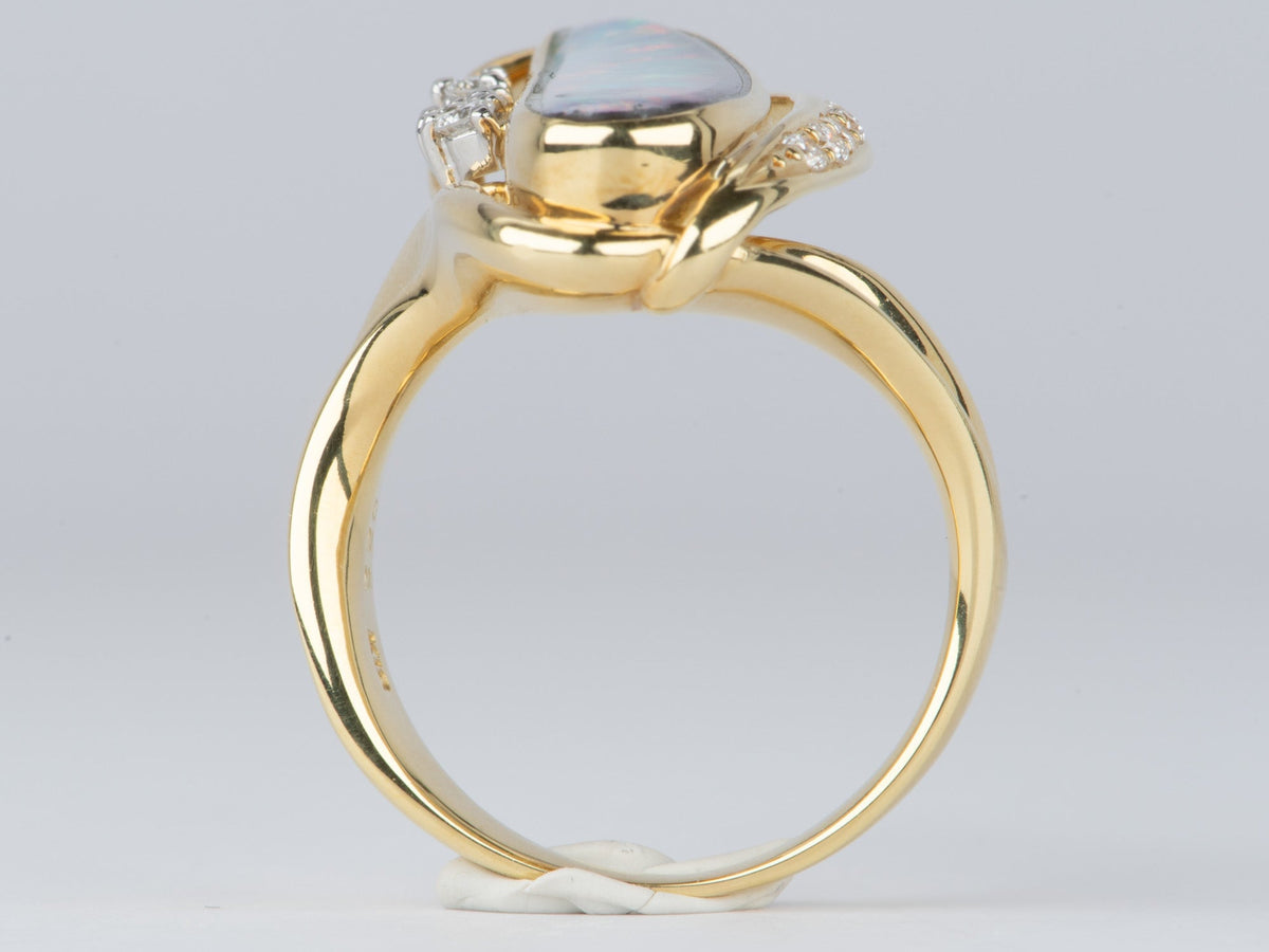 Australian Boulder Opal and Diamond Ring 18K Gold 13g V1109 Aurora Designer
