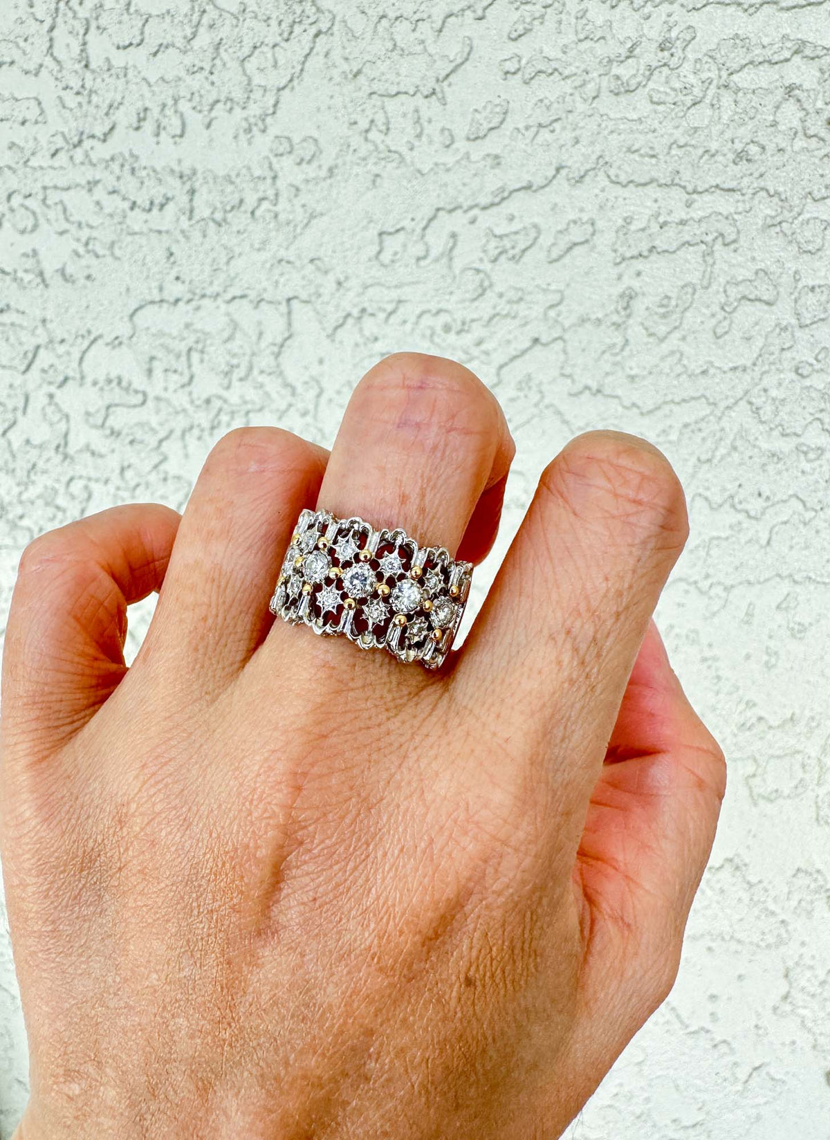 13mm Wide Band with Celestial Design Diamonds V1110 Aurora Designer