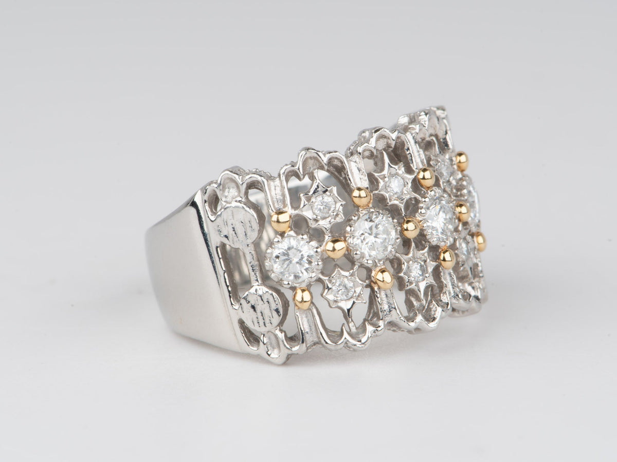 13mm Wide Band with Celestial Design Diamonds V1110 Aurora Designer