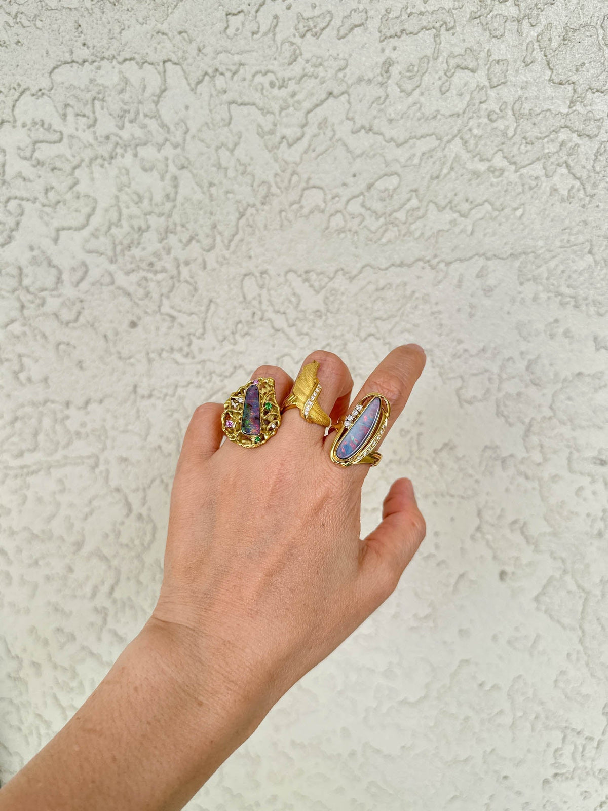 Australian Boulder Opal and Diamond Ring 18K Gold 13g V1109 Aurora Designer