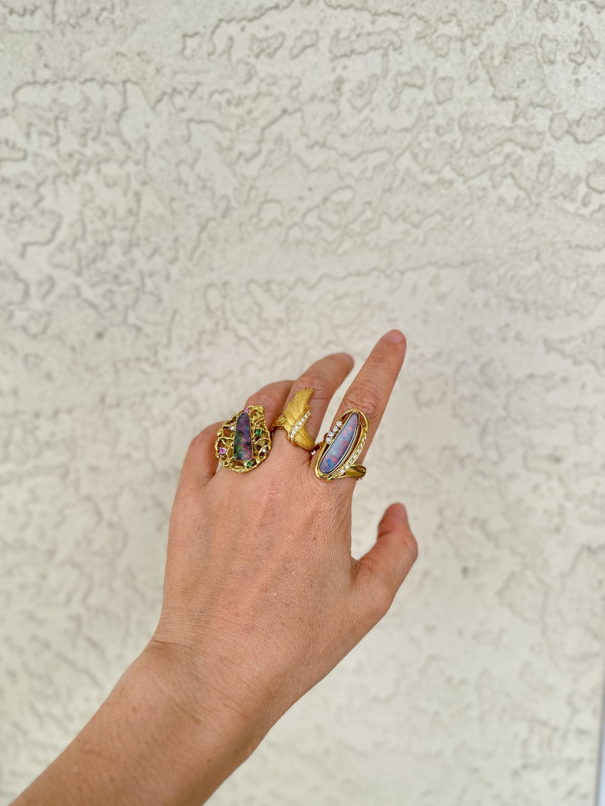 Australian Boulder Opal Modernist Design Statement Ring 18K Gold 14.2g V1112 Aurora Designer