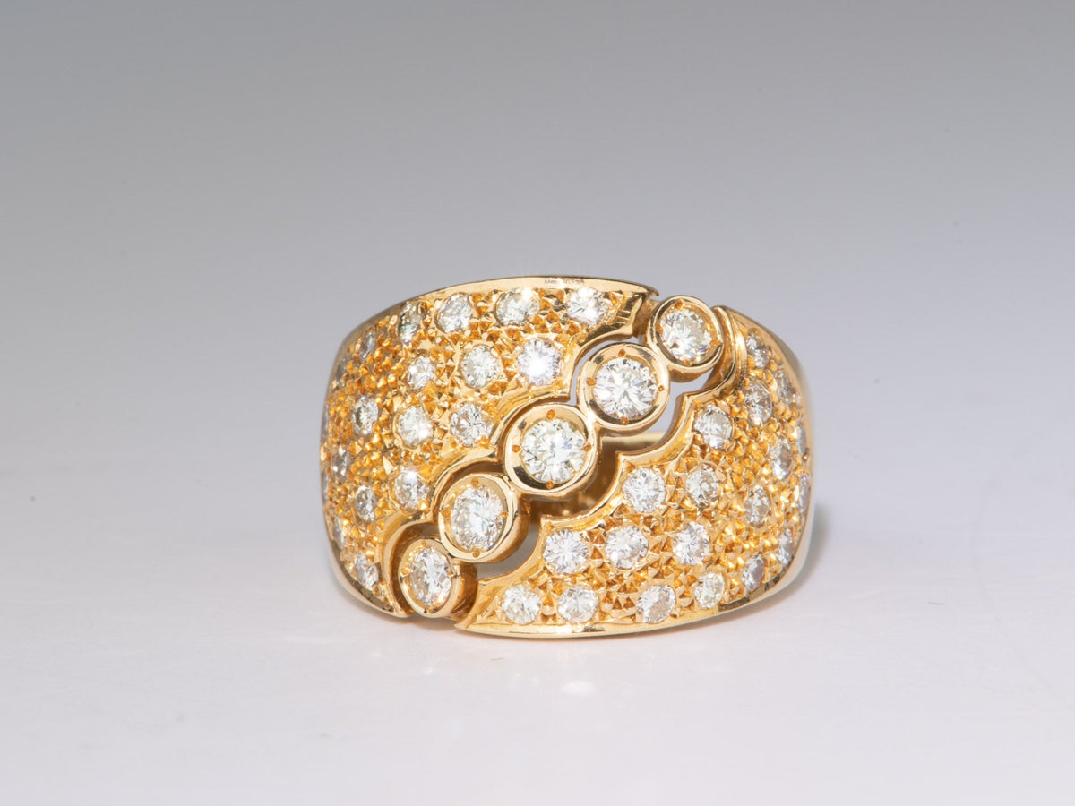 Diamond Wide Band 18K Gold 7.9g V1119 Aurora Designer