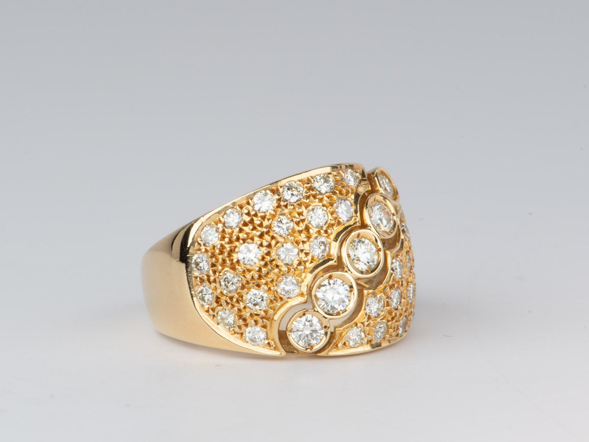 Diamond Wide Band 18K Gold 7.9g V1119 Aurora Designer