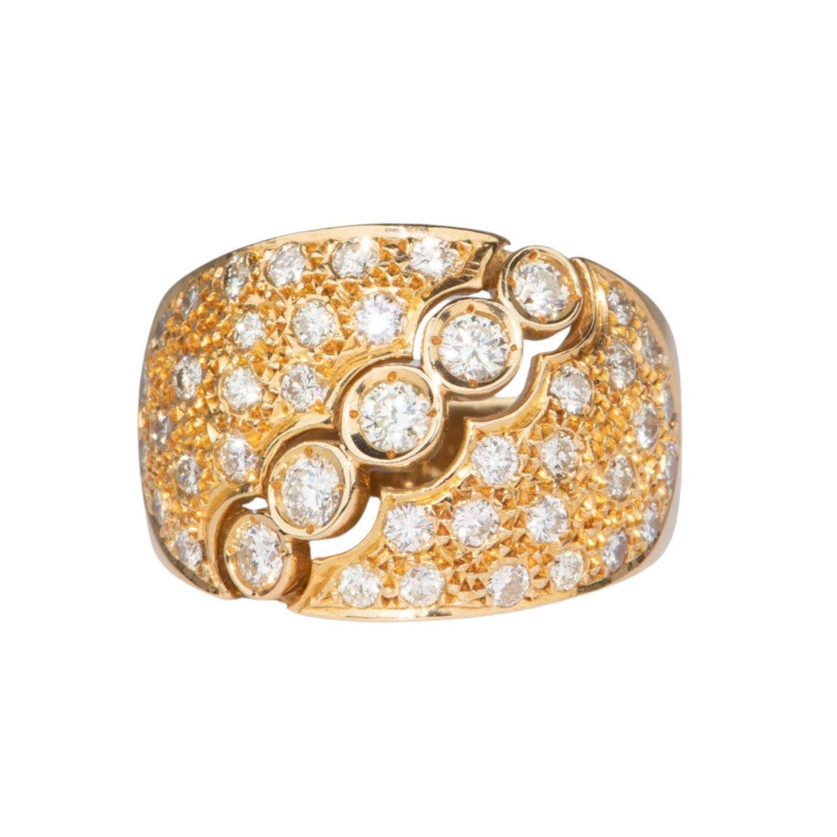 Diamond Wide Band 18K Gold 7.9g V1119 Aurora Designer