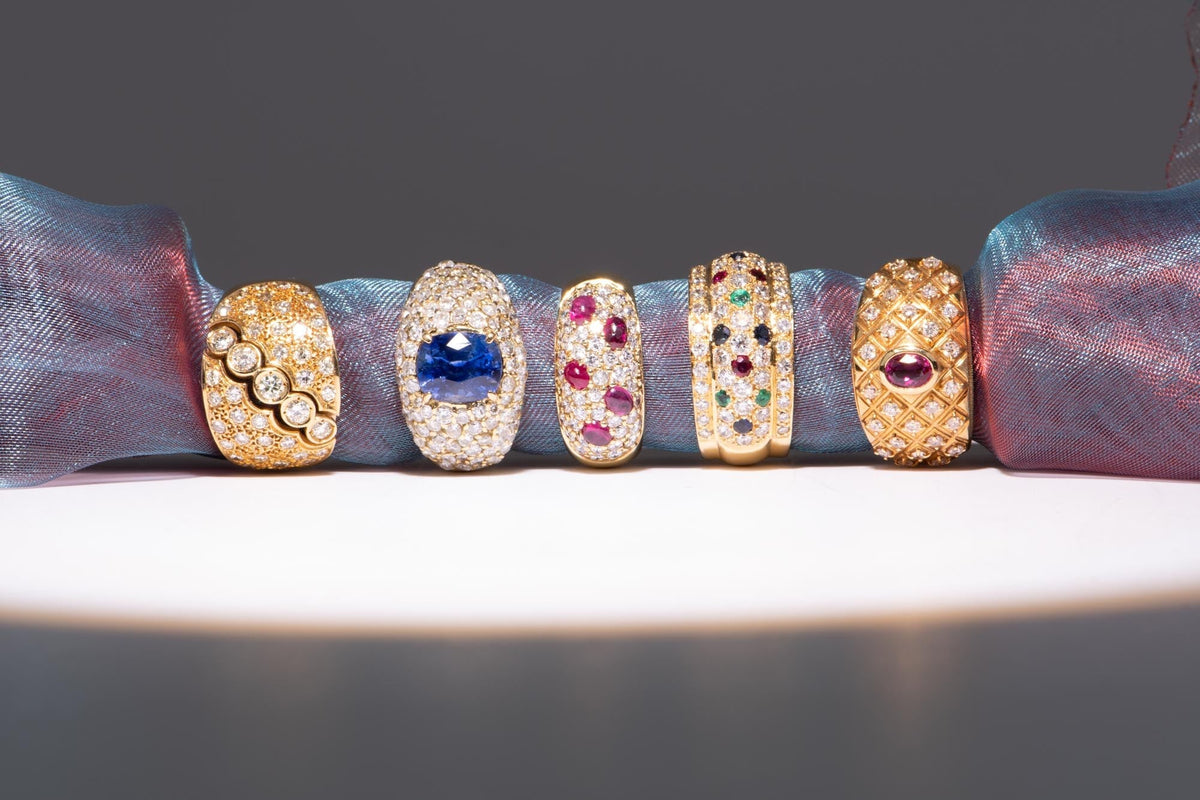 Diamond Wide Band 18K Gold 7.9g V1119 Aurora Designer