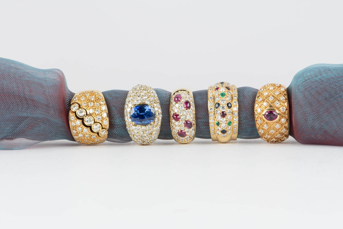 Diamond Wide Band 18K Gold 7.9g V1119 Aurora Designer