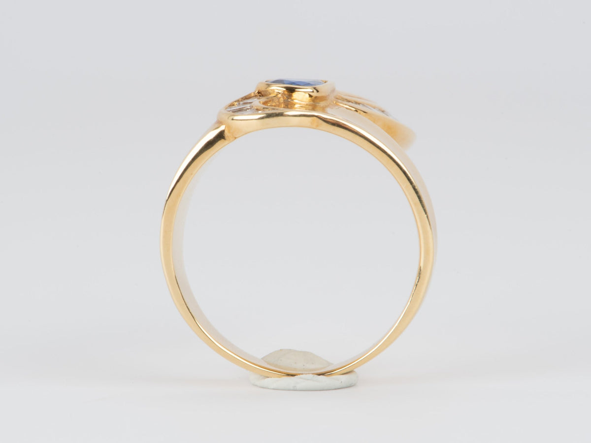 Wing Tip Ring with Blue Sapphire 18K Gold 10.7g V1123 Aurora Designer