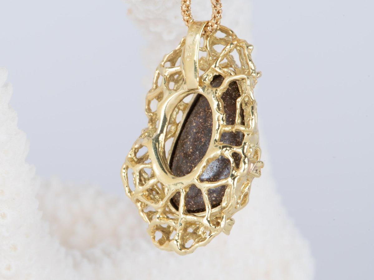 Australian Boulder Opal and Diamond Pendant with Chain 18K Gold 10.38g V1125 Aurora Designer