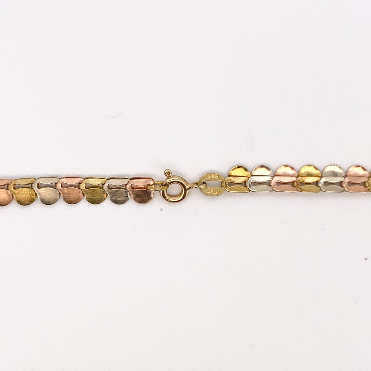 14K Gold Tri-Color Necklace Italy 16" 10.54g V1137 Aurora Designer