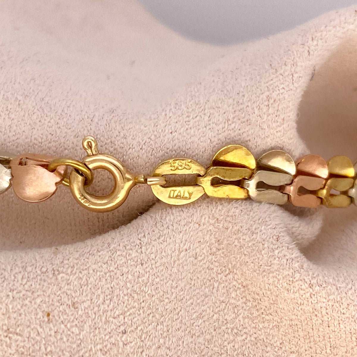 14K Gold Tri-Color Necklace Italy 16" 10.54g V1137 Aurora Designer