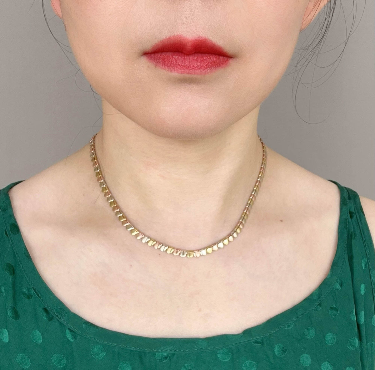 14K Gold Tri-Color Necklace Italy 10.54g V1137 Aurora Designer