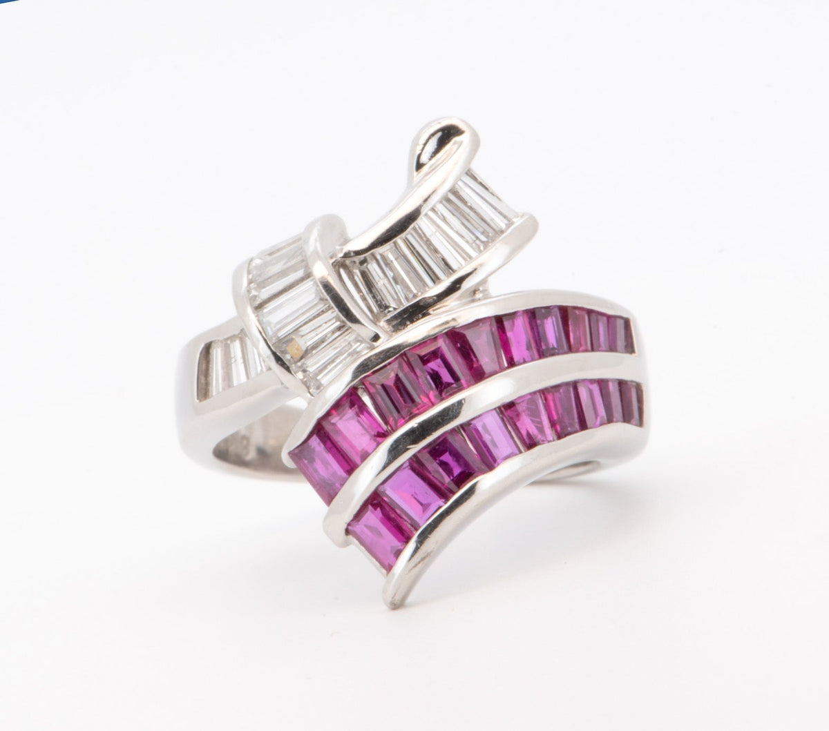 2.03ctw Baguette Ruby and Diamond Abstract Design Band Heavy Platinum 8.3g V1138 Aurora Designer