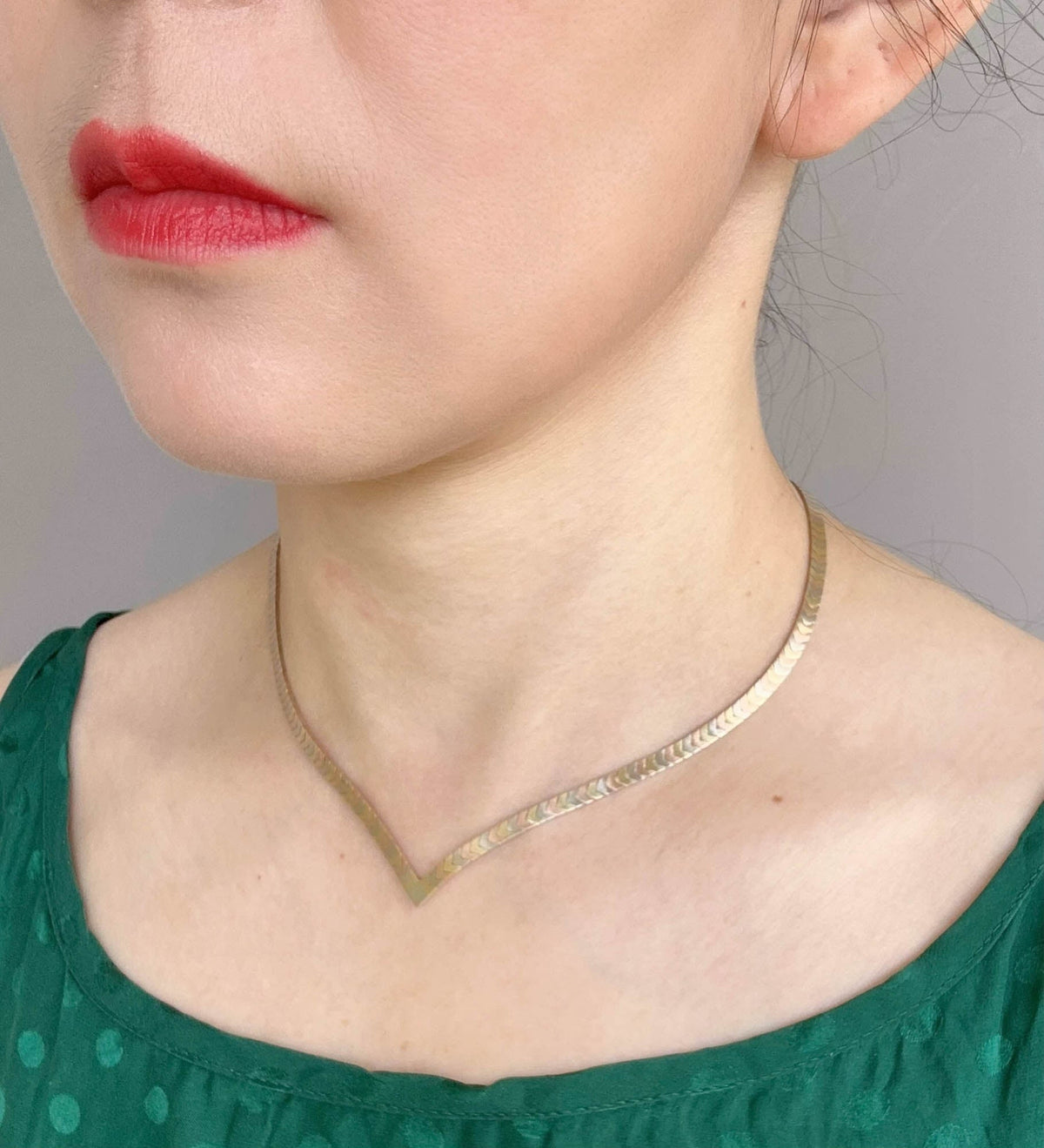 14K Gold Tri Color Chevron Necklace 21g Italy Herringbone Collar Choker V1139 Aurora Designer