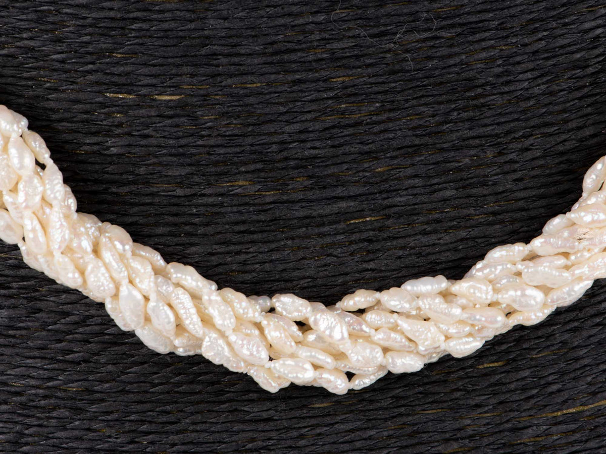 10-Strand Pearl Necklace with Heavy 14K Gold Lion Head Closure with Diamonds and Rubies V1142 Aurora Designer