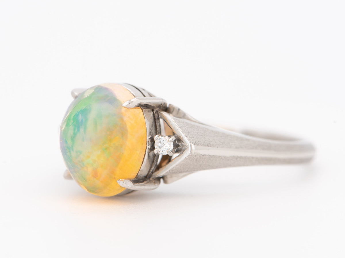 1.78ct Platinum Opal Ring with Diamond Accents V1144 Aurora Designer