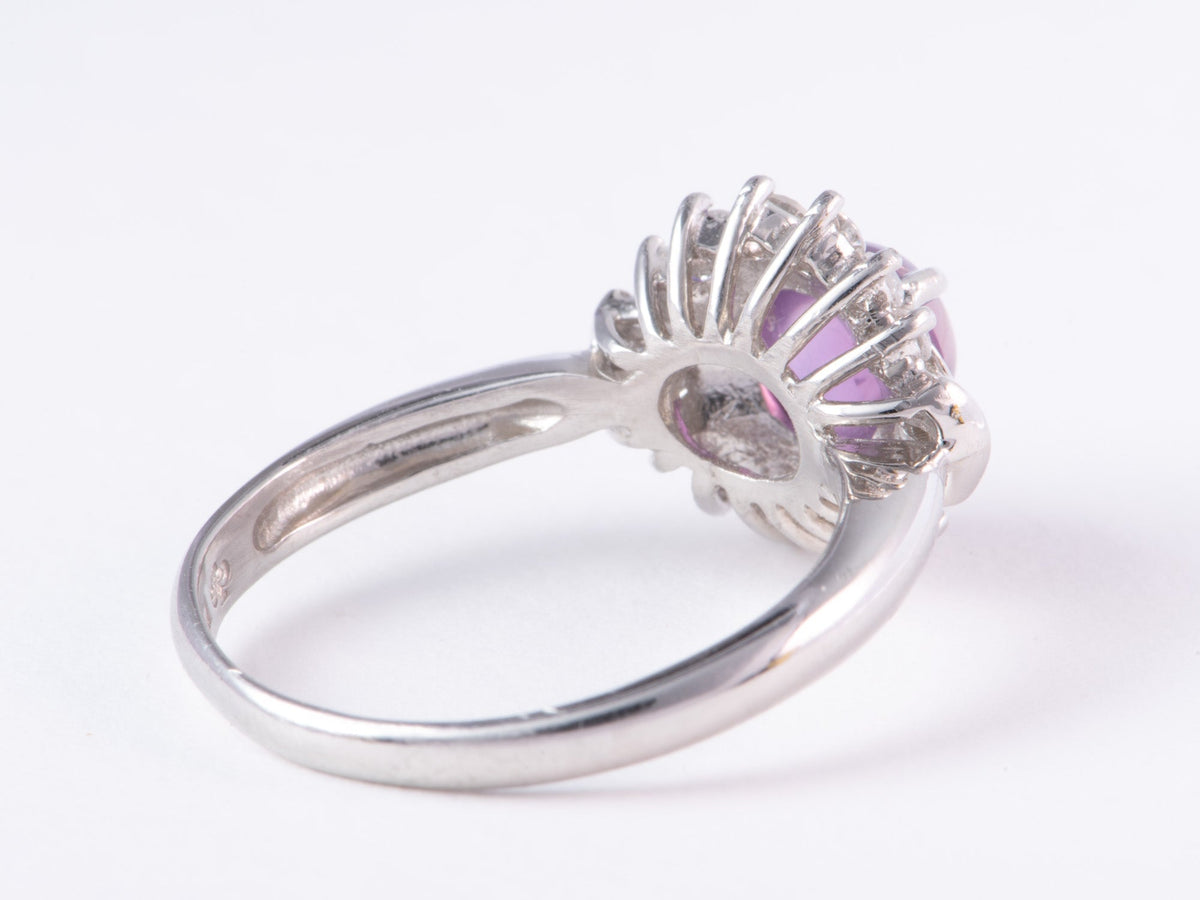 1.47ct Purple Star Sapphire with Diamond Halo Platinum Engagement Ring V1161 Aurora Designer