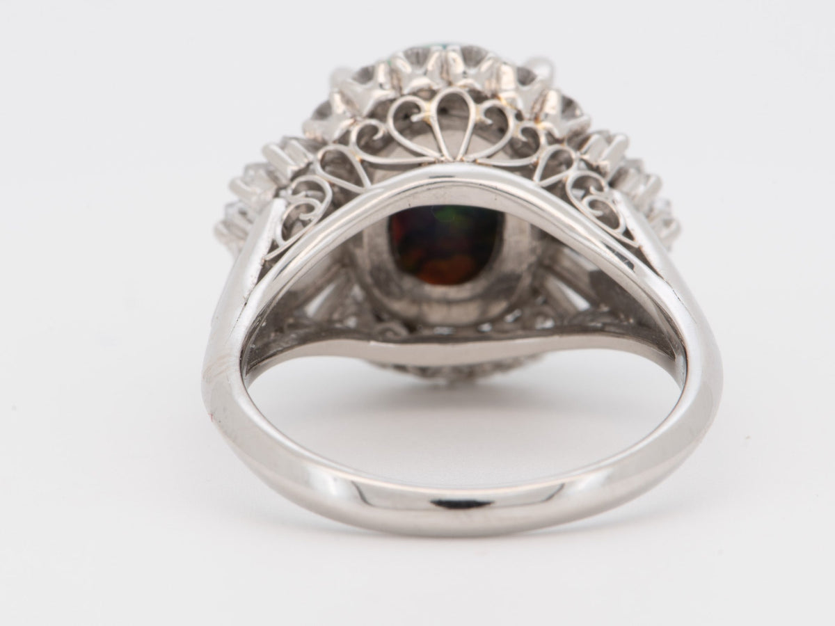 2.72ct Stunning Australian Black Opal with Diamond Halo Engagement Ring Platinum V1166 Aurora Designer