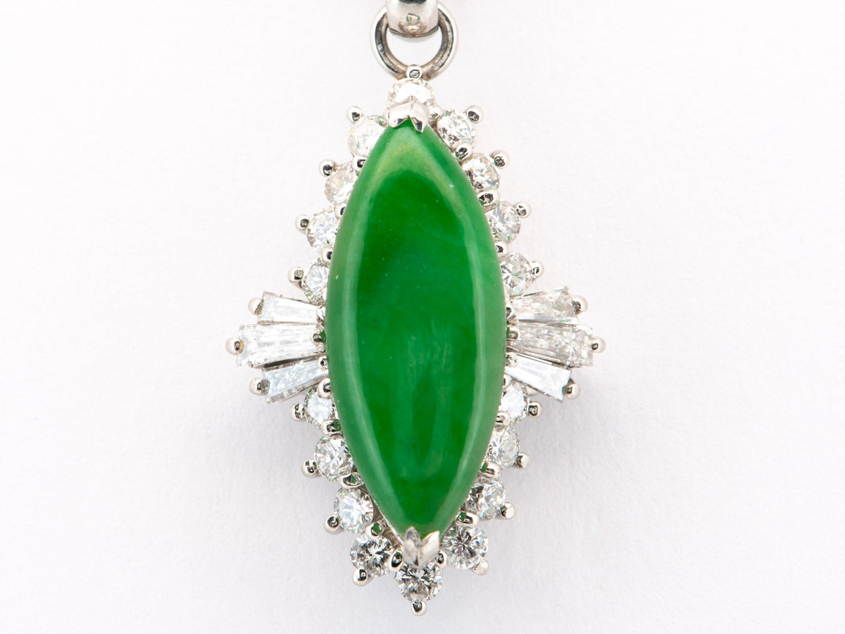 Natural Burmese Jade Jadeite Pendant with Diamond Halo Platinum V1168 Aurora Designer