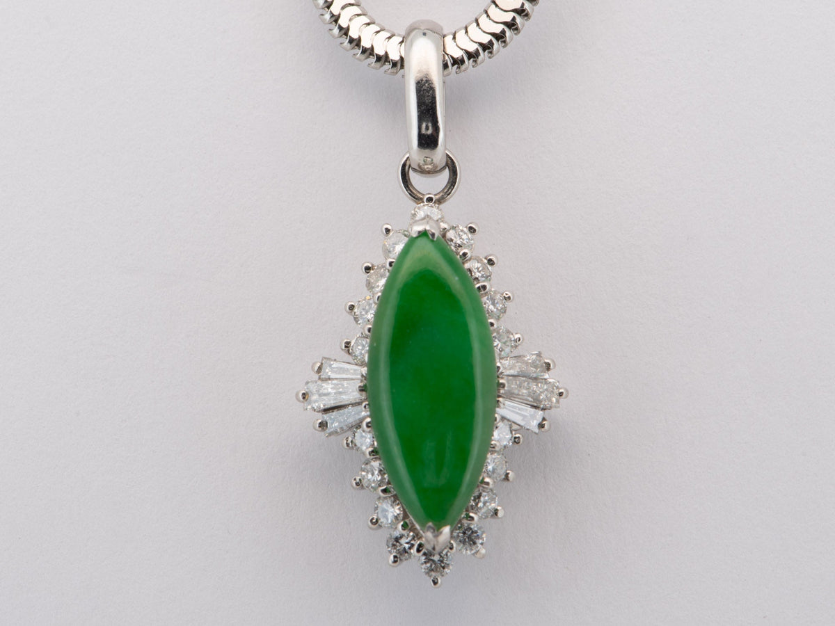 Natural Burmese Jade Jadeite Pendant with Diamond Halo Platinum V1168 Aurora Designer