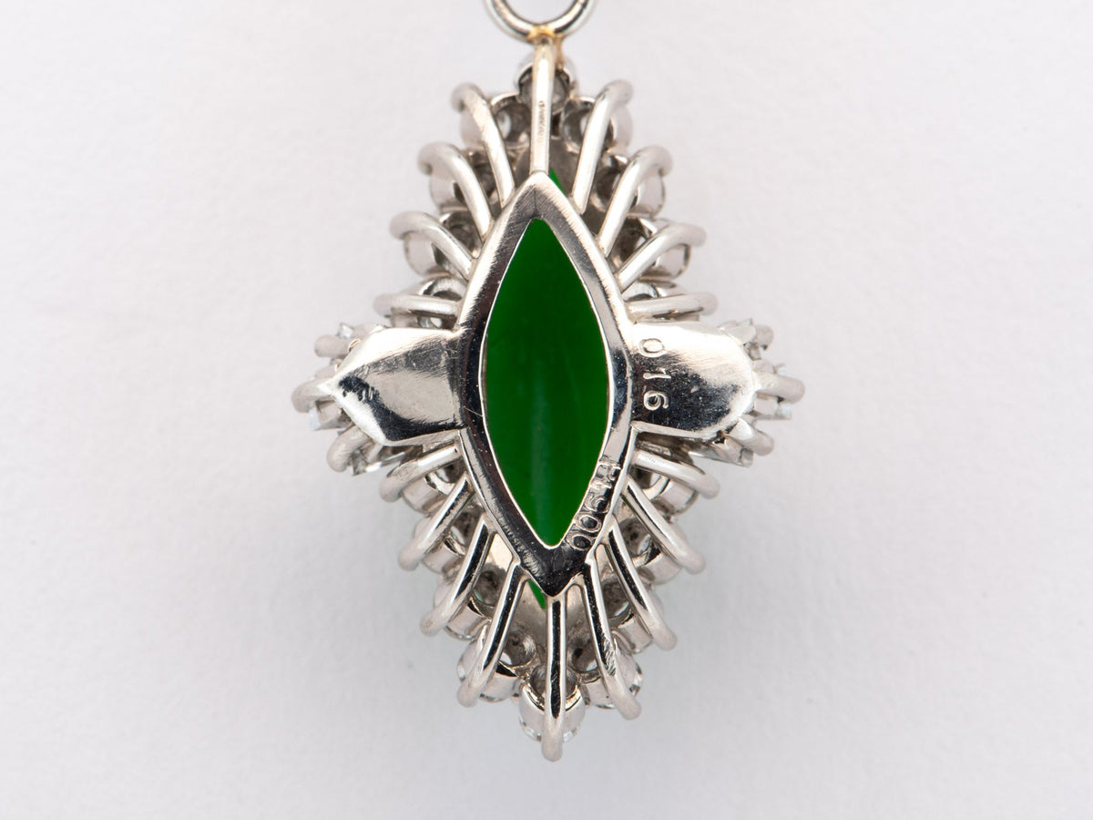 Natural Burmese Jade Jadeite Pendant with Diamond Halo Platinum V1168 Aurora Designer